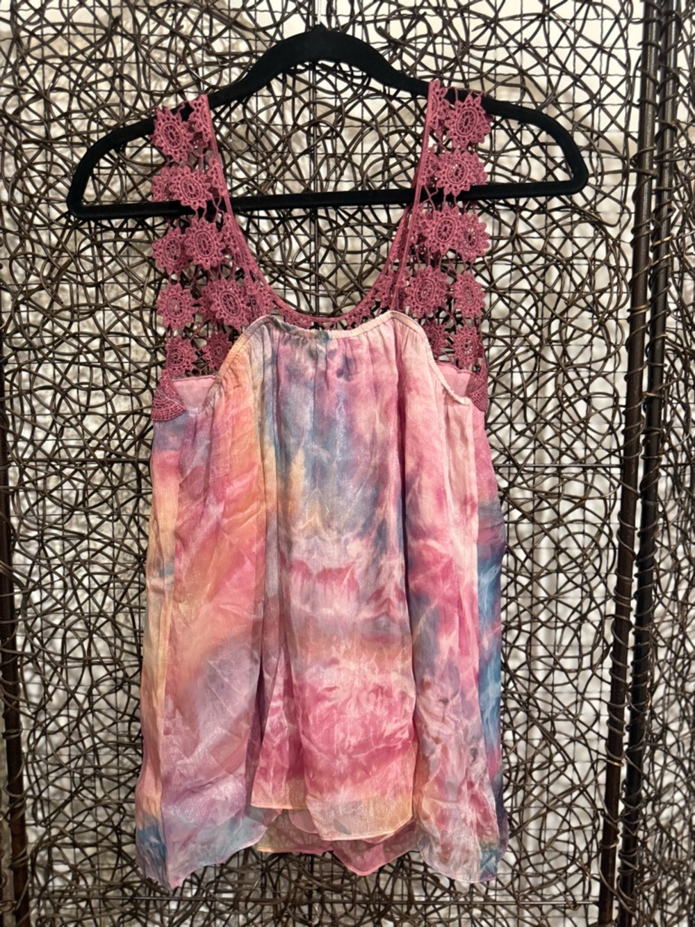 Chiffon Tank with Lace Neckline (0285) - Picture 3 of 5